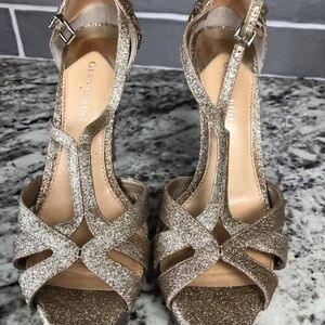 Gianni Bini Gold High Heel Sandals (Pumps) with Glitter Finish - Size 9.5